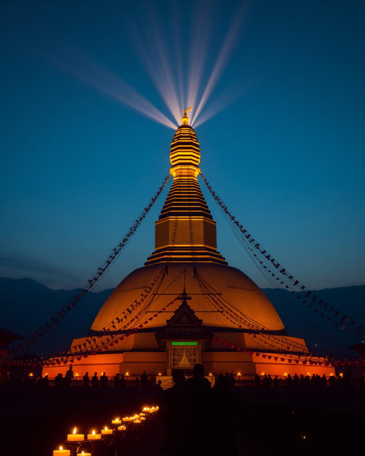 Boudhanath stupa at dusk
